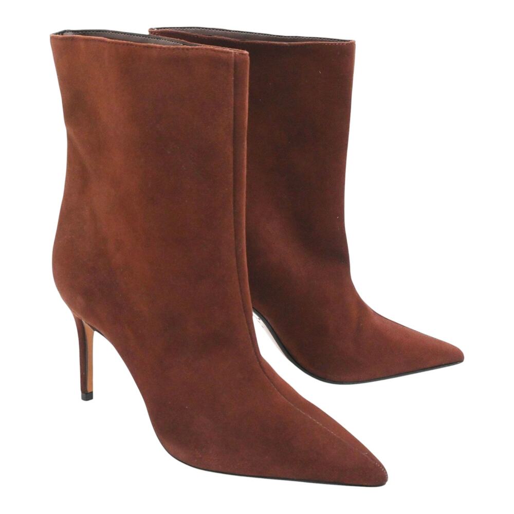 Schutz Marrom Root Brown Ellen Suede High Heel Booties Size 6B